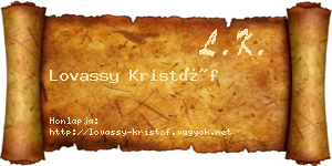 Lovassy Kristóf névjegykártya